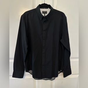 Rag & Bone Fit 2 Tomlin Shirt, Black, button down long sleeve, Size Large
